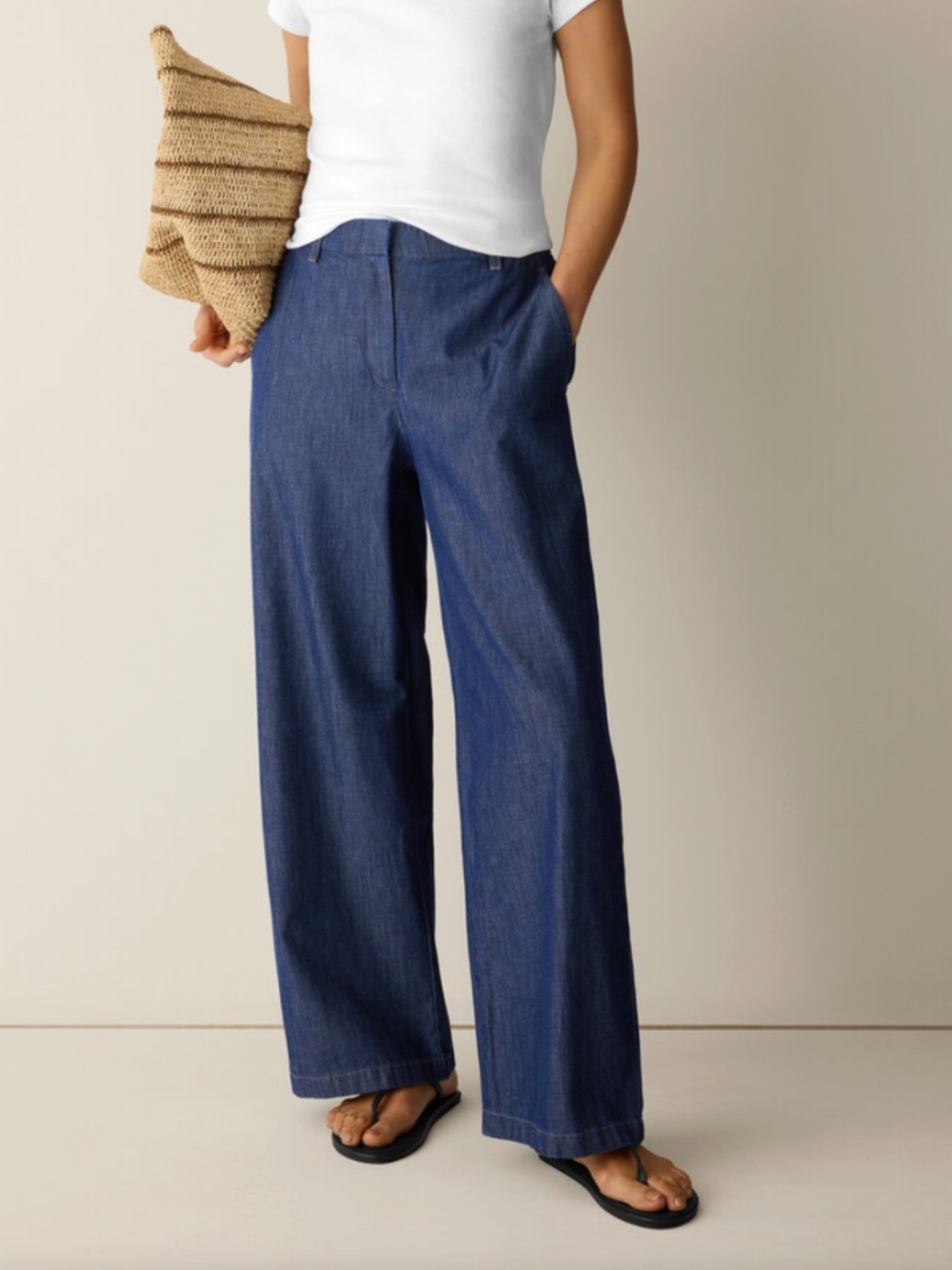 EILEEN FISHER Organic Cotton Denim Full-Length Trouser